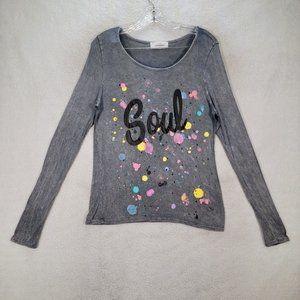 SoulCycle Gray Soul Stretch Lightweight Activewear Yoga Cycling Pilates Top